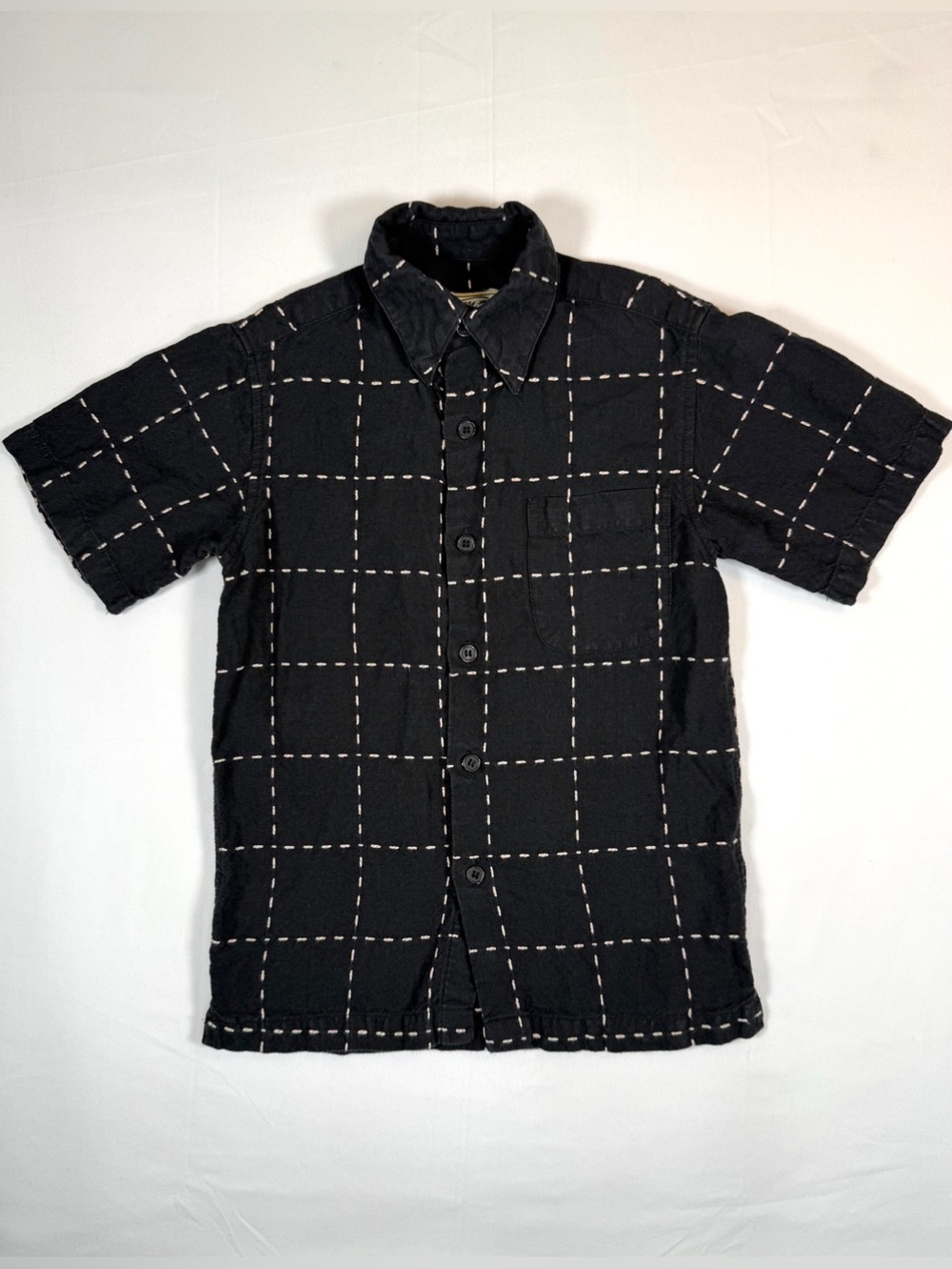 NWOT J.M.P. Boys 7 Linen Button Front Windowpane Coastal Resort Minimalist NEW